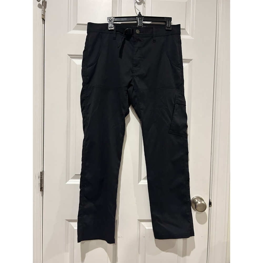 prAna Zion II Mens 33x30 Black Stretch Straight Fit Hiking Belted Pants Outdoor